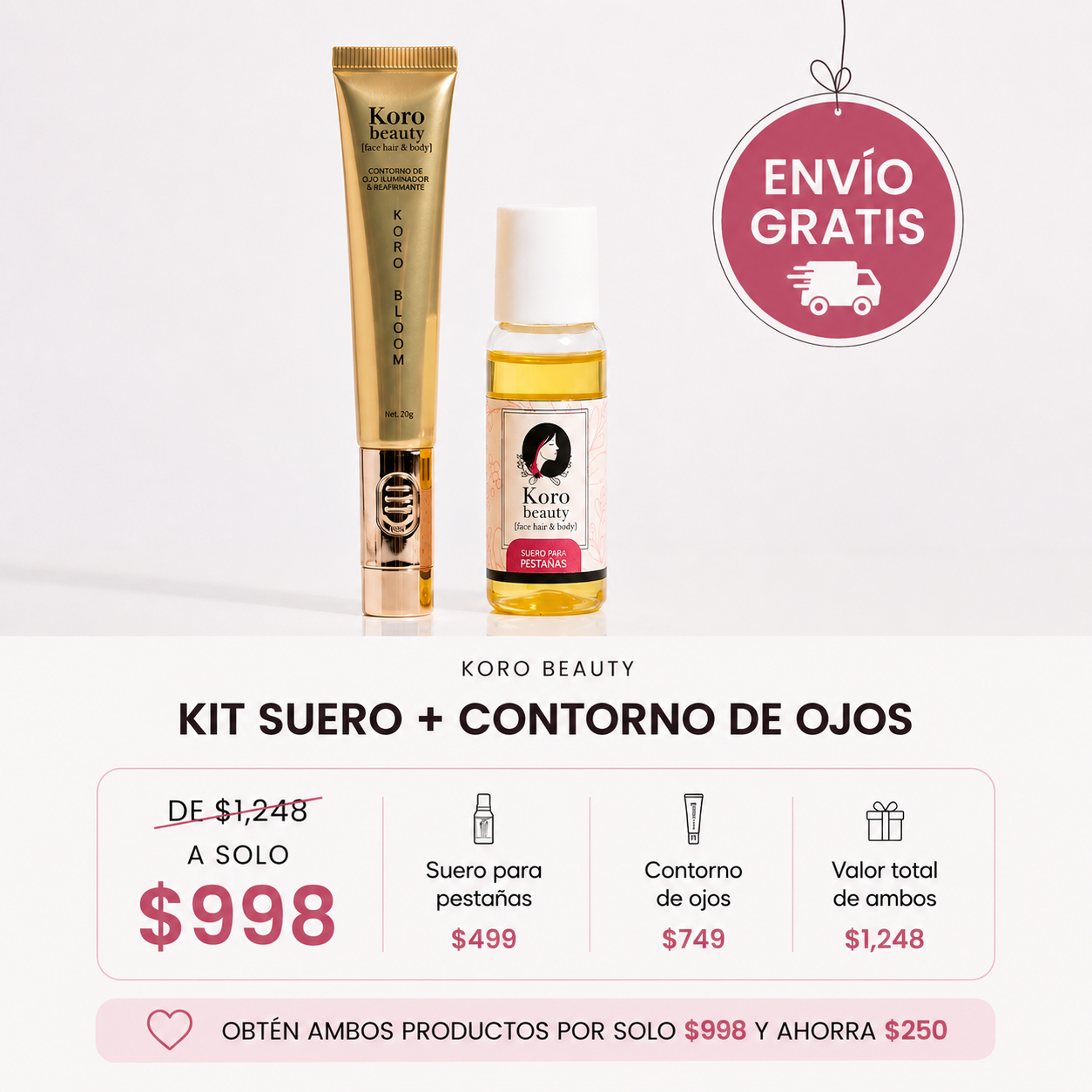 KIT SUERO + CONTORNO DE OJOS+ENVÍO GRATIS